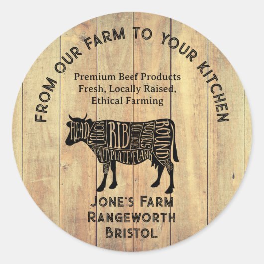 Sticker Rond Premium Beef Farmer & Cattle Meat Business Card –  (Devant)