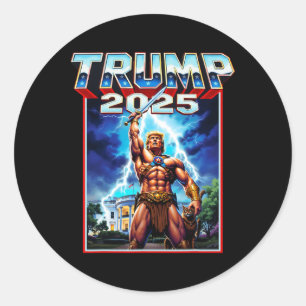 Sticker Rond Prenez America Byck Retro Président Trump Superher