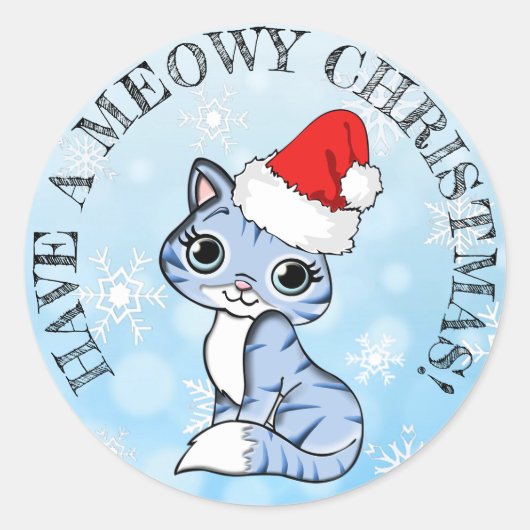 Sticker Rond Prenez des fêtes de Noël Meowy (Devant)