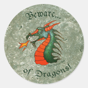 Sticker Rond Prenez garde du marbre vert en pierre de Faux de