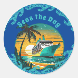 Sticker Rond Prenez la mer : croisière dans l'aventure !