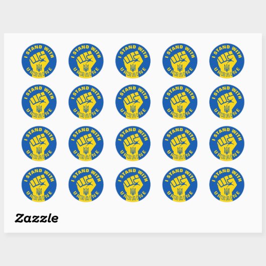 STICKER ROND PRENEZ POSITION AVEC L'UKRAINE BLUE BG (Feuille)