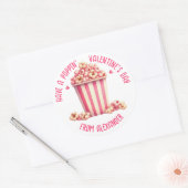 Sticker Rond Prenez un Popping Valentine's Day Pink Popcorn Hea (Enveloppe)