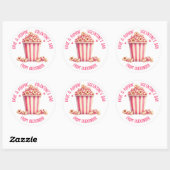 Sticker Rond Prenez un Popping Valentine's Day Pink Popcorn Hea (Feuille)