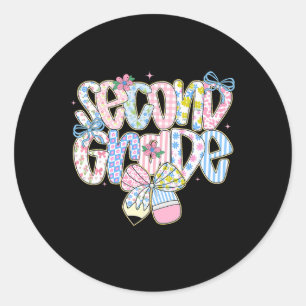 Sticker Rond Préparatifs de rentrée floraux pour fille coquette