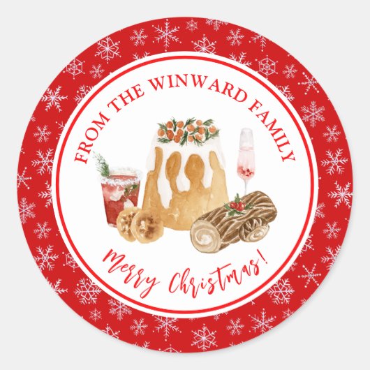 Sticker Rond Préparation de Noël : Pouding de Noël (Devant)