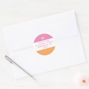 Sticker Rond Préparation Monogramme Rose et Orange Féminin
