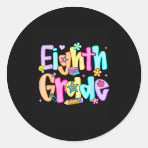 Sticker Rond Préparatoire huitième année de retour à l'école 8e