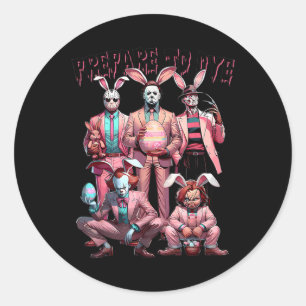 Sticker Rond Préparez-vous à teindre groovy Funny Bunny Pâques