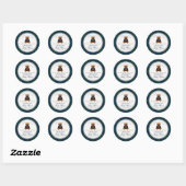 Sticker Rond Preppy Bear Tartan Plaid Boy Baby Shower Circle (Feuille)