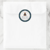 Sticker Rond Preppy Bear Tartan Plaid Boy Birthday Envelope  (Sac)