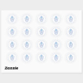 Sticker Rond Preppy Blue Bow Ginger Jar Adresse de retour (Feuille)
