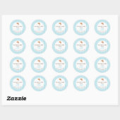 Sticker Rond Preppy Blue Brown Stripes Bakery Logo Product (Feuille)