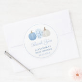 Sticker Rond Préppy Blue & White Citrouille Wedding shower Favo (Enveloppe)