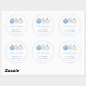 Sticker Rond Préppy Blue & White Citrouille Wedding shower Favo (Feuille)