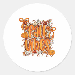 Sticker Rond Preppy Coquette Fall Vibes Floral Citrouille Spice