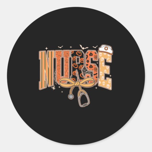 Sticker Rond Preppy Halloween Éffrayante infirmière Coquette Bo (Devant)