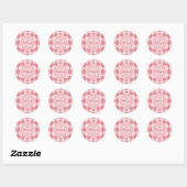 Sticker Rond Preppy Jacquard rose clair Girly Monogramme Nom de (Feuille)