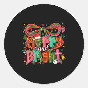 Sticker Rond Preppy Joyeux Et Lumineux Coquette Bow Rose Christ