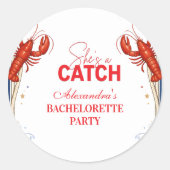Sticker Rond Preppy Lobster Seaside Bachelorette Party (Devant)
