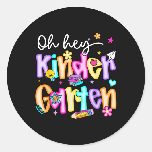 Sticker Rond Preppy Oh Hey Kindergarten Back To School Teachers (Devant)