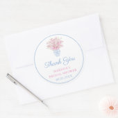 Sticker Rond Preppy Pale Blue Blush Chinoiserie Wedding shower (Enveloppe)