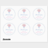 Sticker Rond Preppy Pale Blue Blush Chinoiserie Wedding shower (Feuille)