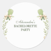 Sticker Rond Preppy Pickleball Garden Bachelorette Party (Devant)