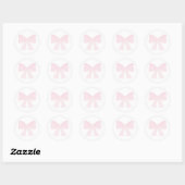 Sticker Rond Preppy Pink Bow Grandmillennial Premier anniversai (Feuille)