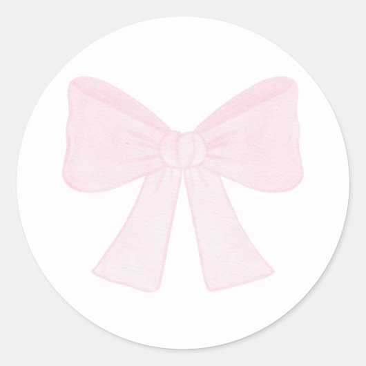 Sticker Rond Preppy Pink Bow Grandmillennial Premier anniversai (Devant)