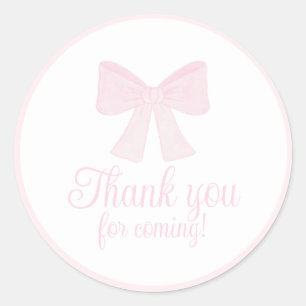 Sticker Rond Preppy Pink Bow Grandmillennial Premier anniversai
