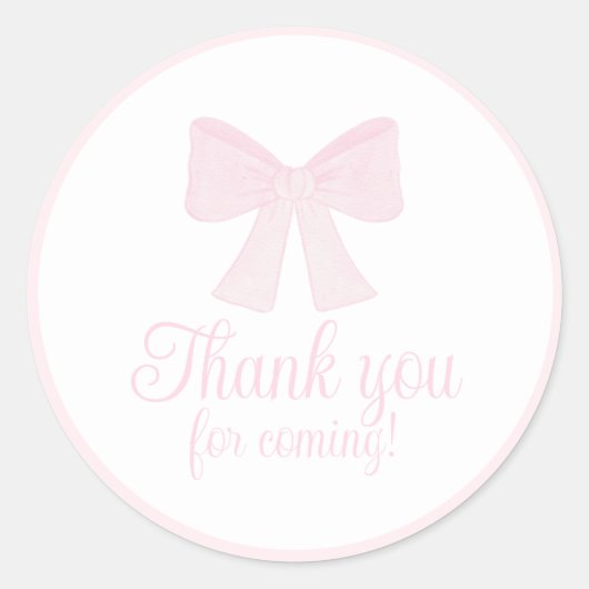 Sticker Rond Preppy Pink Bow Grandmillennial Premier anniversai (Devant)