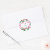 Sticker Rond Preppy Plaid Alligator Lilly Douche Anniversaire (Enveloppe)
