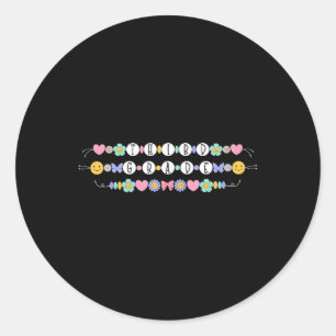 Sticker Rond Preppy Retour À L'École Troisième Classe Bracelet