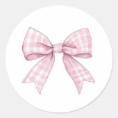 Sticker Rond Preppy Rose En vichy Bow (Devant)