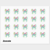 Sticker Rond Preppy Rose et Green Bow Personnalisé (Feuille)