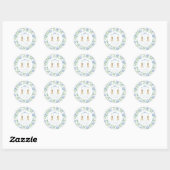 Sticker Rond Preppy Southern Blue Boy Baby shower Chien (Feuille)