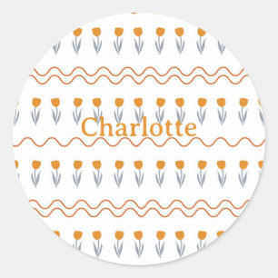 Sticker Rond Preppy Super Stripe Tulip Motif