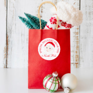 Sticker Rond Preppy Vintage Père Noël présente Noël