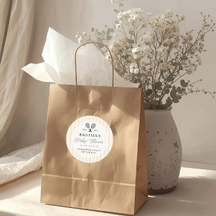 Sticker Rond Preppy Yellow Tennis Thème Baby shower chic