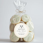 Sticker Rond Preppy Yellow Tennis Thème Baby shower chic