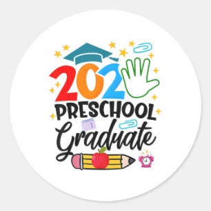 Sticker Rond Préscolaire Diplômé Pré-k Grad 2025 Préscolaire Gr