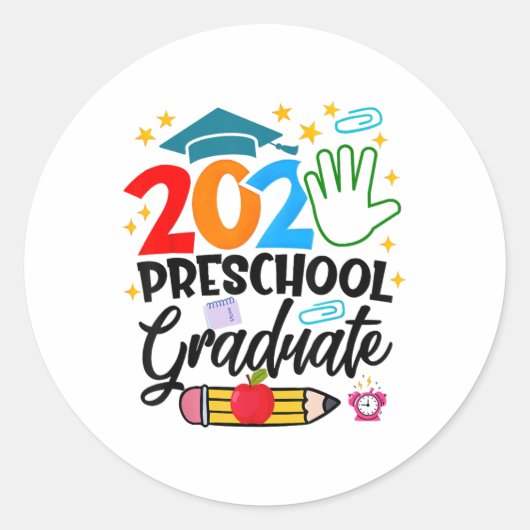 Sticker Rond Préscolaire Diplômé Pré-k Grad 2025 Préscolaire Gr (Devant)