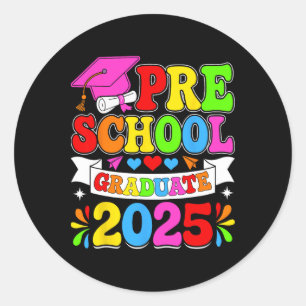 Sticker Rond Préscolaire Diplômé Pré-k Grad 2025 Préscolaire Gr