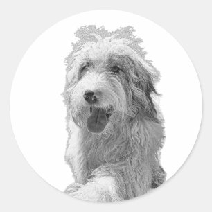 Sticker Rond Présence dans le profil – Portrait de chien monoch