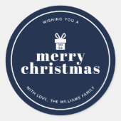 Sticker Rond Présenté Avec Une Bow Christmas Custom (Devant)