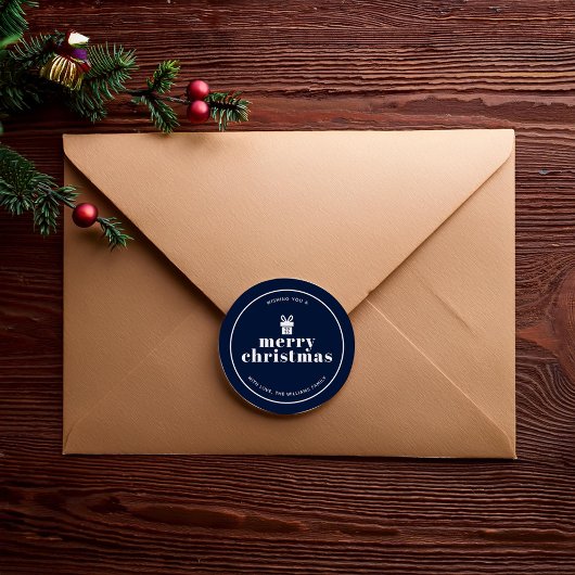 Sticker Rond Présenté Avec Une Bow Christmas Custom