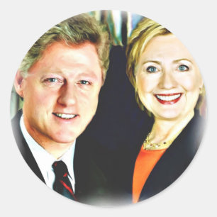 Sticker Rond Président Bill Clinton & Président Hillary Clinton