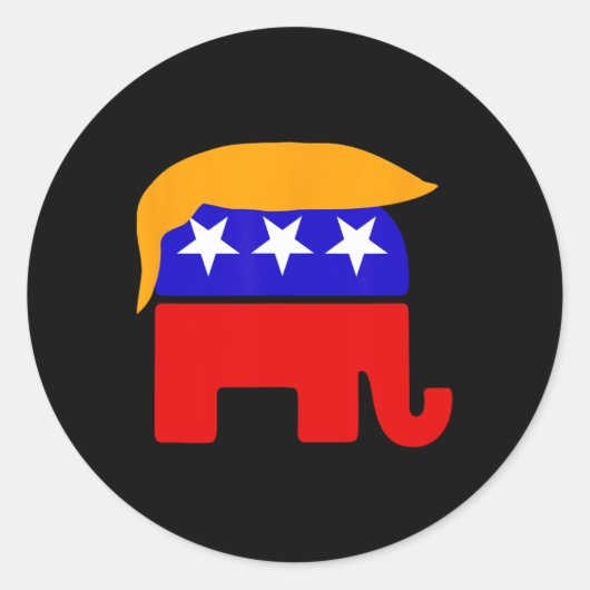 Sticker Rond Président Donald Trump - Cheveux républicain des é (Devant)