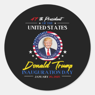 Sticker Rond Président Donald Trump Jour d'investiture 2025 47e